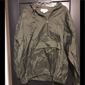 j crew men’s windbreaker with a hood. Dark green